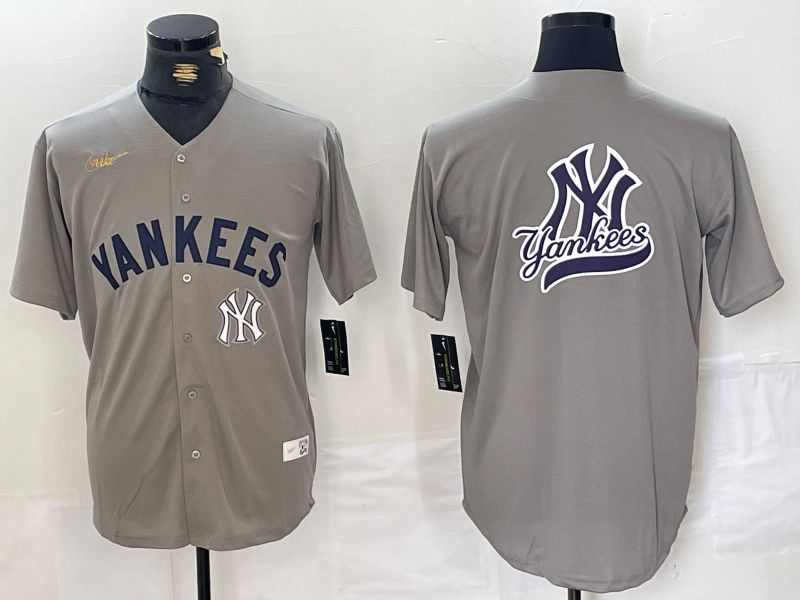 Men New York Yankees Blank Grey Throwback Nike Game 2024 MLB Jersey style 7